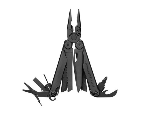 Мультитул Leatherman WAVE PLUS BLACK, синтетический чехол, карт. коробка (832526)