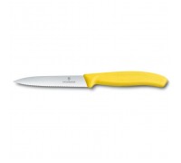 Кухонний ніж Victorinox SwissClassic для нарезки 10 см, волнистое лезвие, желтый (6.7736.L8)