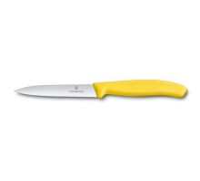 Кухонний ніж Victorinox SwissClassic для нарезки 10 см, волнистое лезвие, желтый (6.7736.L8)