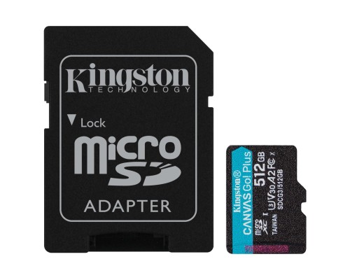 Карта пам'яті Kingston 512GB microSDXC class 10 UHS-I U3 A2 Canvas Go Plus (SDCG3/512GB)