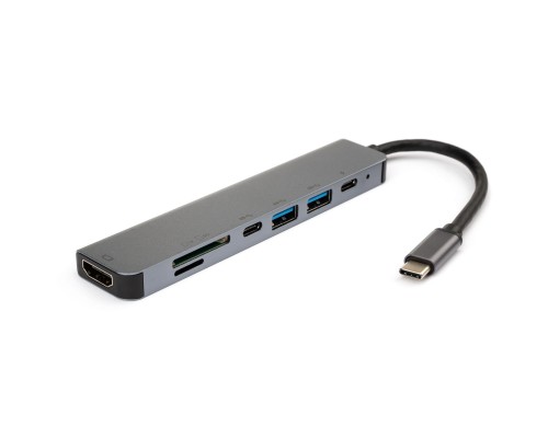 Концентратор Vinga Type-C to 4K HDMI+2*USB3.0+SD+TF+PD+USB-C 3.1 Gen1 aluminium (VCPHTC7AL)