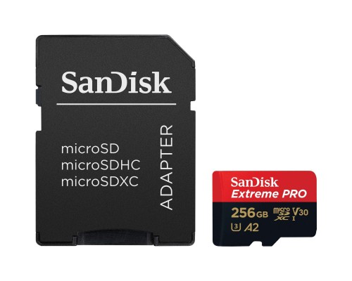 Карта пам'яті SanDisk 256 GB microSDXC UHS-I U3 Extreme Pro+SD Adapter (SDSQXCD-256G-GN6MA)