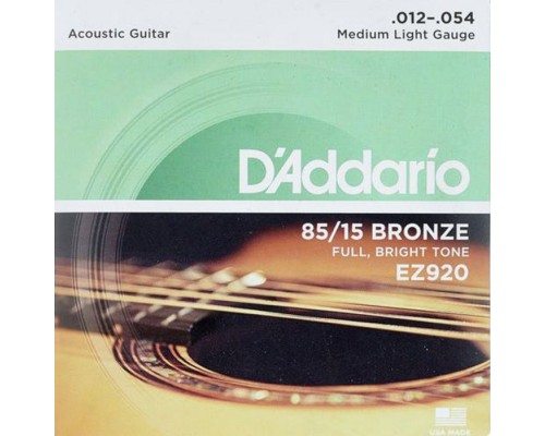 Струни для гітари D'Addario 85/15 Bronze Medium Light (12-54) (EZ920)