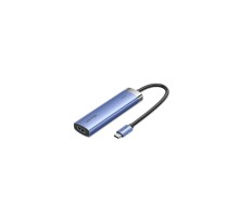 Концентратор Vention USB 3.1 Type-C to HDMI/USB 3.0x3/PD 100W Blue Aluminum Alloy Hub 5-in-1 (TGESB)