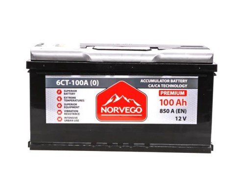 Акумулятор автомобільний NORVEGO ВЕСТА Premium 100A +прав (0) (850 пуск)
