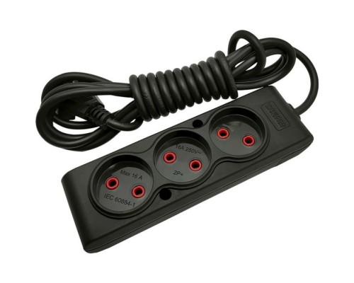 Мережевий подовжувач TECCO 3м 3 поста black (8681277843280)