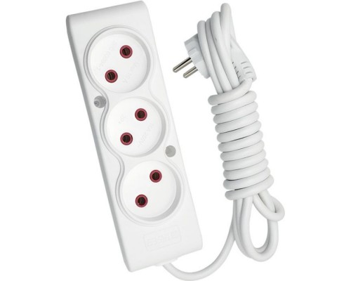 Мережевий подовжувач TECCO 2м 3 поста white (8681277841866)