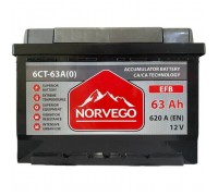 Акумулятор автомобільний NORVEGO ВЕСТА EFB 63A +прав (0) (620 пуск)
