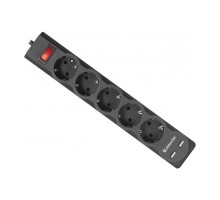 Мережевий фільтр живлення Defender DFS 751, 1.8m, 5роз., 2xUSB (99751)