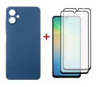 Чохол до мобільного телефона Dengos Kit Samsung Galaxy A06 Carbon + 2 pcs glass (Blue) (DG-CTG2P-06)