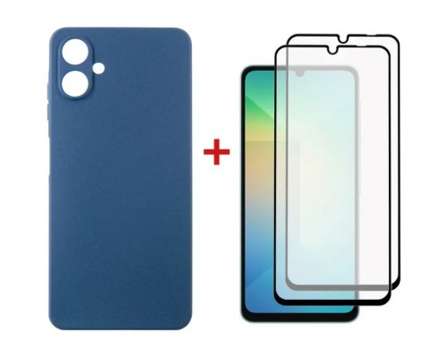 Чохол до мобільного телефона Dengos Kit Samsung Galaxy A06 Carbon + 2 pcs glass (Blue) (DG-CTG2P-06)