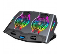 Підставка до ноутбука IceCoorel 10-18", 2*125mm 1400 RPM, 2*USB, + LCD display, 461x298x52mm, RGB (N10)