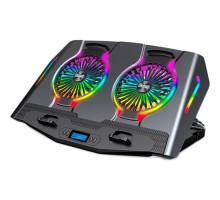 Підставка до ноутбука IceCoorel 10-18", 2*125mm 1400 RPM, 2*USB, + LCD display, 461x298x52mm, RGB (N10)