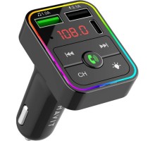 FM модулятор Havit HV-FM812BT 2USB+USB-C RGB Black (HV-FM812BT)