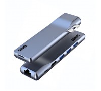 Концентратор Armorstandart For MacBook M-Series HDMI 4K, RJ45, PD, 3USB, SD, microSD Grey (ARM69367)