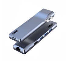 Концентратор Armorstandart For MacBook M-Series HDMI 4K, RJ45, PD, 3USB, SD, microSD Grey (ARM69367)
