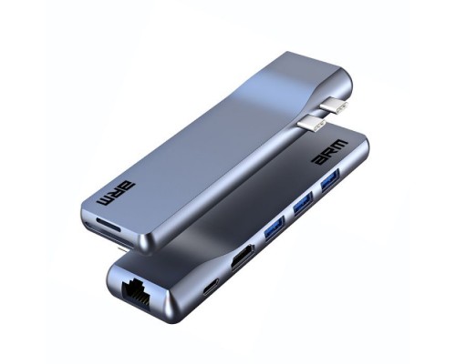 Концентратор Armorstandart For MacBook M-Series HDMI 4K, RJ45, PD, 3USB, SD, microSD Grey (ARM69367)