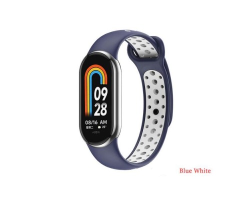Ремінець до фітнес браслета BeCover Vents Style для Xiaomi Mi Smart Band 8 Blue-White (709419)