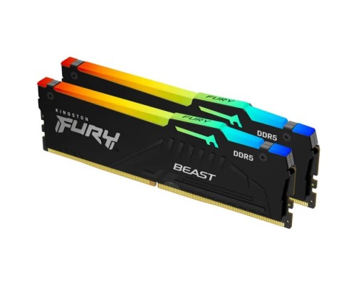 Модуль пам'яті для комп'ютера DDR5 128GB (2x64GB) 5600 MHz Beast RGB Kingston Fury (ex.HyperX) (KF556C36BBEAK2-128)