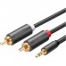 Кабель мультимедійний 3.5mm M to 2xRCA M 2.0m AV102 black Ugreen (10510)