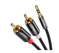 Кабель мультимедійний 3.5mm M to 2xRCA M 2.0m AV116 black Ugreen (10584)