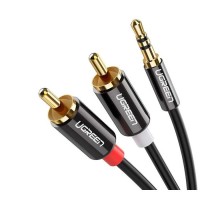 Кабель мультимедійний 3.5mm M to 2xRCA M 2.0m AV116 black Ugreen (10584)