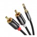 Кабель мультимедійний 3.5mm M to 2xRCA M 2.0m AV116 black Ugreen (10584)