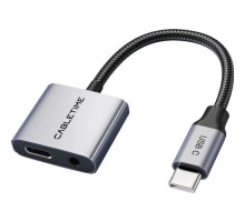 Перехідник USB-C M to 3.5mm F + USB-C F PD60W Cabletime (CA915750)