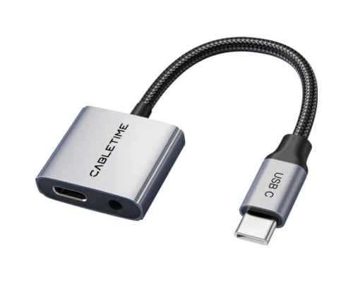 Перехідник USB-C M to 3.5mm F + USB-C F PD60W Cabletime (CA915750)