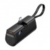 Батарея універсальна Vention 4800mAh 22,5W PD, USB-C In/Out, LED display, with built-in USB-C cable Black (FHQB0)