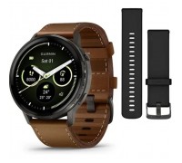 Смарт-годинник Garmin Venu 4 (45mm), Black w/ Slate + Leather, GPS смарт-годинник (010-03014-03)