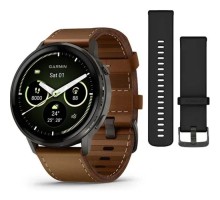 Смарт-годинник Garmin Venu 4 (45mm), Black w/ Slate + Leather, GPS смарт-годинник (010-03014-03)