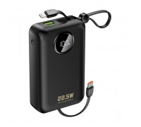 Батарея універсальна Dudao 20000mAh K14+ 22.5W, PD, QC, USB-A, USB-C(In/Out), with built-in USB-C/Lightning cables, Black (6977196680016)
