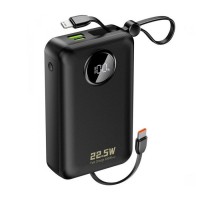 Батарея універсальна Dudao 20000mAh K14+ 22.5W, PD, QC, USB-A, USB-C(In/Out), with built-in USB-C/Lightning cables, Black (6977196680016)
