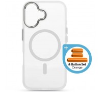 Чохол до мобільного телефона Armorstandart Unit MagCase Apple iPhone 17 Clear Silver + Orange Button Set (ARM90581)