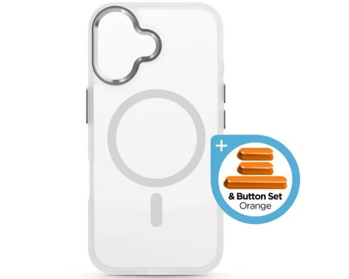 Чохол до мобільного телефона Armorstandart Unit MagCase Apple iPhone 17 Clear Silver + Orange Button Set (ARM90581)