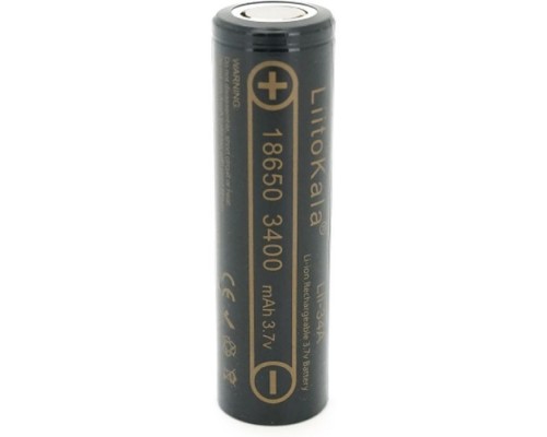 Акумулятор 18650 3400mah (3250-3350mah), 3.7V(2.75-4.2V), Black Liitokala (Lii-34A)