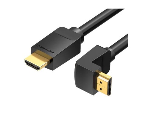 Кабель мультимедійний HDMI M to HDMI M 2.0m V2.0 4K60Hz 90° corner PVC black Vention (AAQBH)