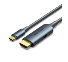 Кабель мультимедійний USB-C to HDMI M 1.5m 4K60Hz + USB-C F power gray Vention (ABLHG)