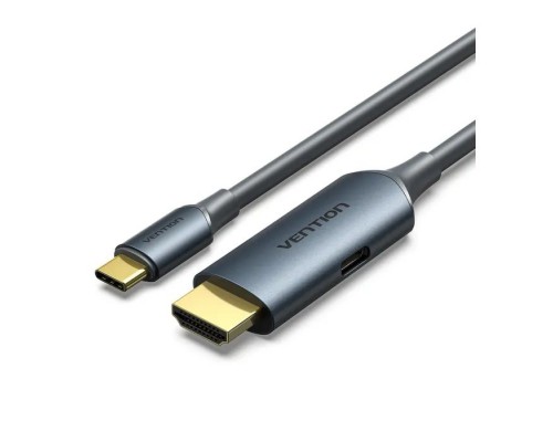 Кабель мультимедійний USB-C to HDMI M 1.5m 4K60Hz + USB-C F power gray Vention (ABLHG)