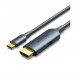 Кабель мультимедійний USB-C to HDMI M 1.5m 4K60Hz + USB-C F power gray Vention (ABLHG)