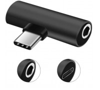 Перехідник USB-C M to USB-C F + 3.5mm F black XoKo (AC-205-BK)