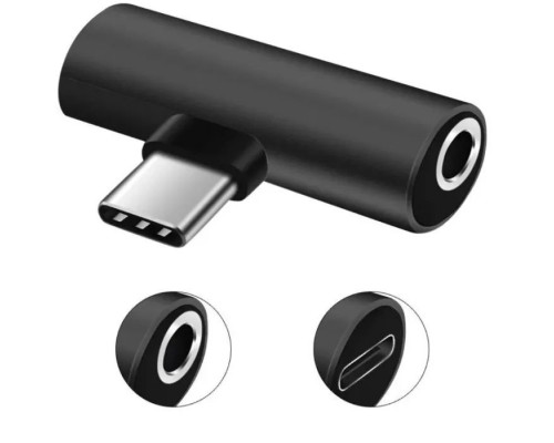 Перехідник USB-C M to USB-C F + 3.5mm F black XoKo (AC-205-BK)