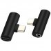 Перехідник USB-C M to USB-C F + 3.5mm F black XoKo (AC-205-BK)