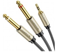 Кабель мультимедійний 3.5mm M to 2x6.35mm M 1.0m gray Ugreen (UGR-10613)