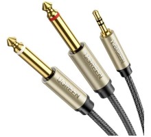 Кабель мультимедійний 3.5mm M to 2x6.35mm M 1.0m gray Ugreen (UGR-10613)