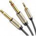 Кабель мультимедійний 3.5mm M to 2x6.35mm M 1.0m gray Ugreen (UGR-10613)