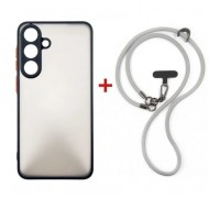 Чохол до мобільного телефона Dengos Case + Cross-body Strap Samsung Galaxy S25 FE Black+Grey (DG-KM-CCRB-28)