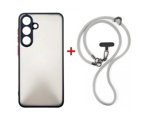 Чохол до мобільного телефона Dengos Case + Cross-body Strap Samsung Galaxy S25 FE Black+Grey (DG-KM-CCRB-28)