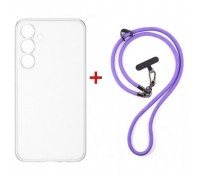 Чохол до мобільного телефона Dengos Case + Cross-body Strap Samsung Galaxy S25 FE Clear+Purple (DG-KM-CCRB-27)